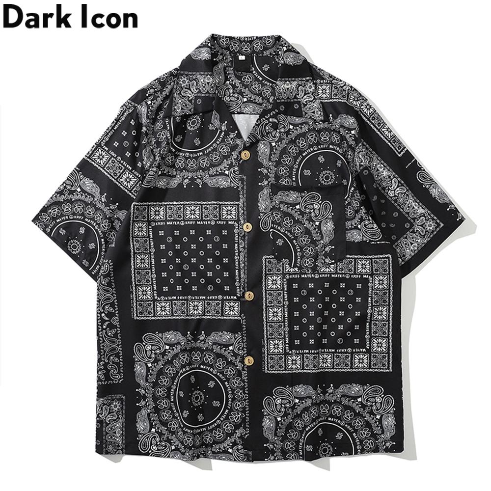  Dark Icon Shirt Short Sleeve Vintage Summer Paisley Hawaiian DI8008RF