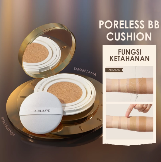 FCL Internasional Indonesia FOCALLURE Poreless BB Cushion #104 Natural Tan