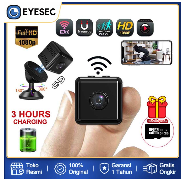 Upin Masa Depan EYESEC Kamera Mini CCTV 1080P X6D