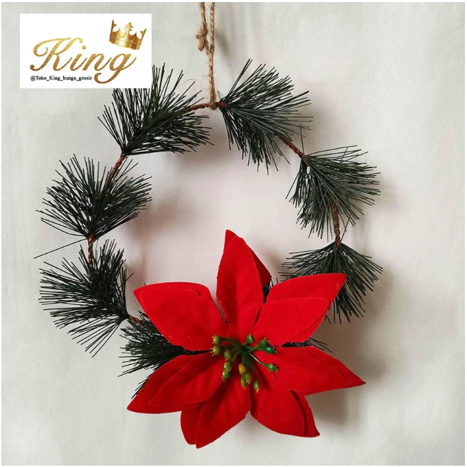  Christmas Flower Ponsentia Pine Garland Wreath