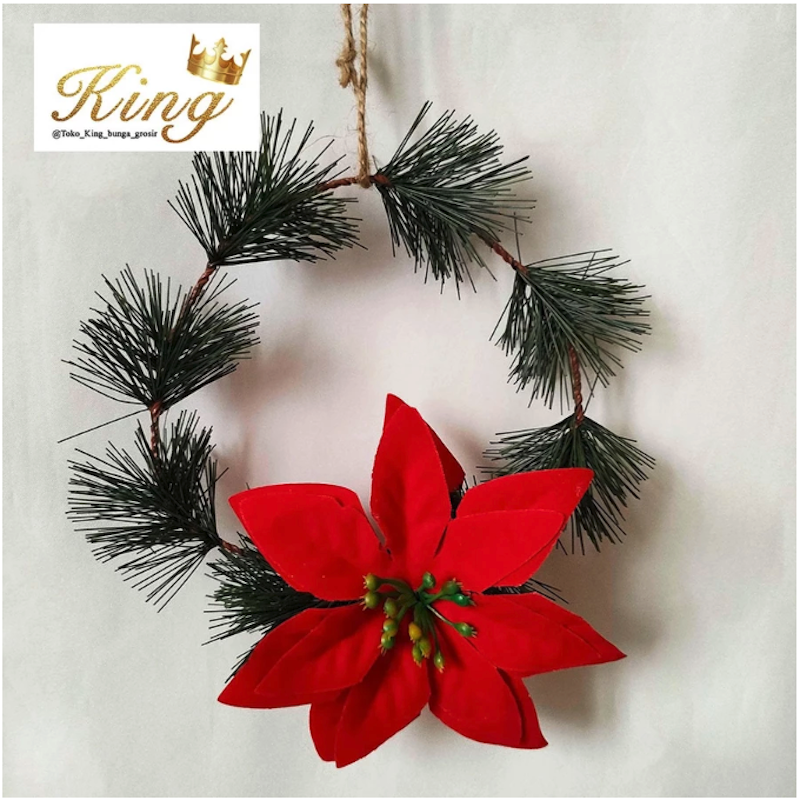 Christmas Flower Ponsentia Pine Garland Wreath 4