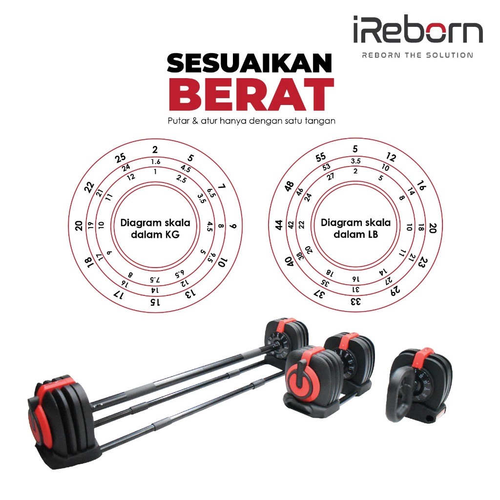  iReborn Adjustable Dumbbell 3 in 1  D5