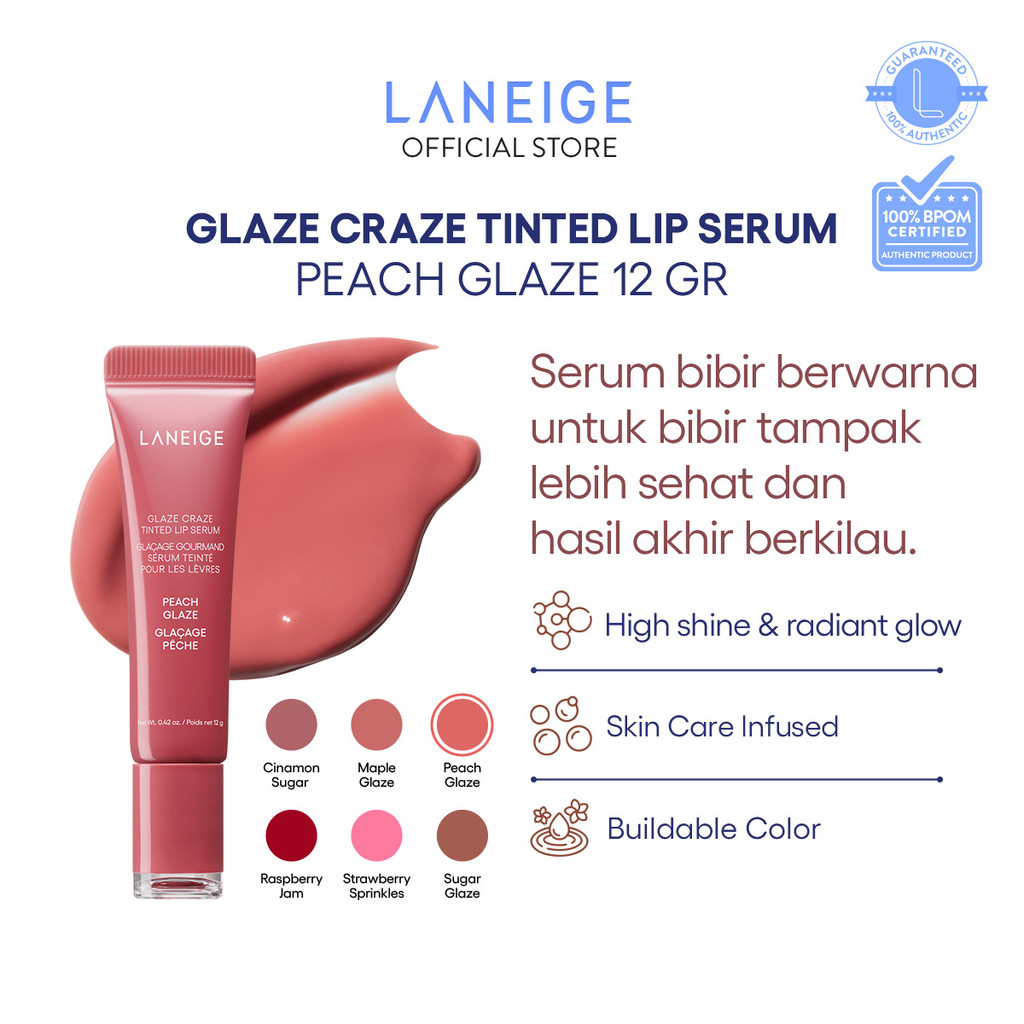 AmorePacific LANEIGE Glaze Craze Tinted Lip Serum Peach Glaze