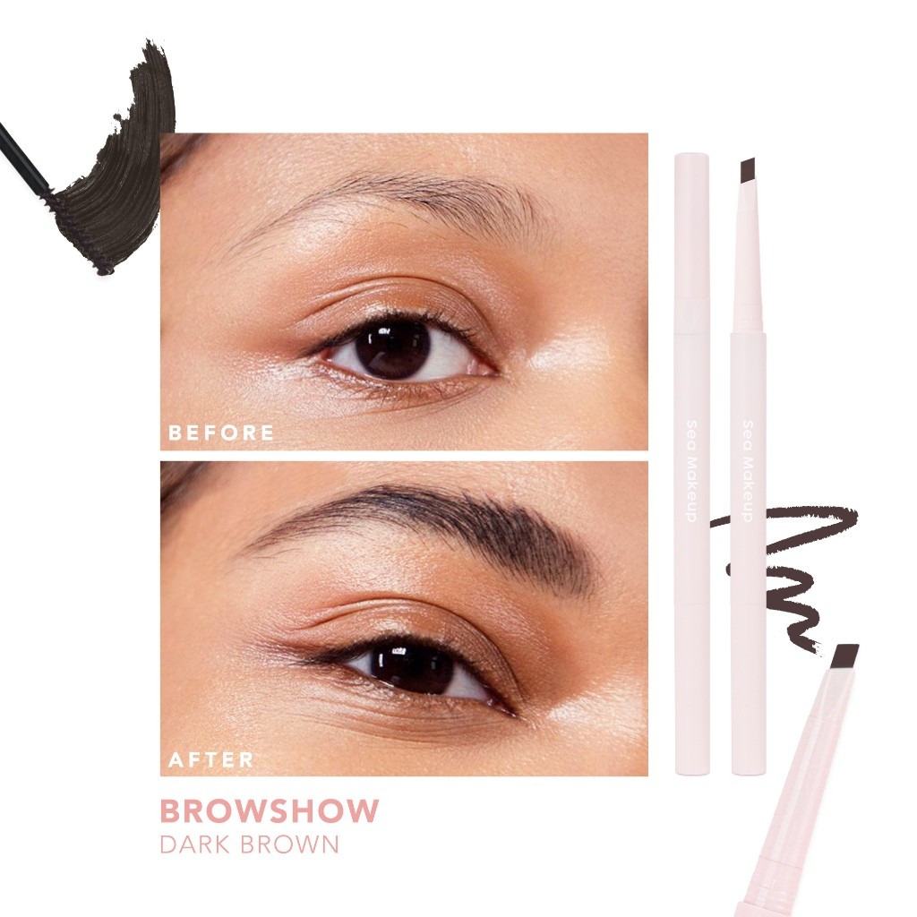 Sea Beauty Indonesia Sea Makeup Browshow Eyebrow Trio Kit Dark Brown