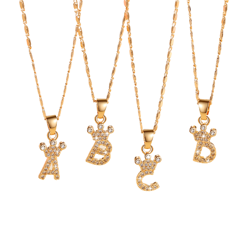 Kalung Titanium Wanita Huruf A-Z Gold Model Italy