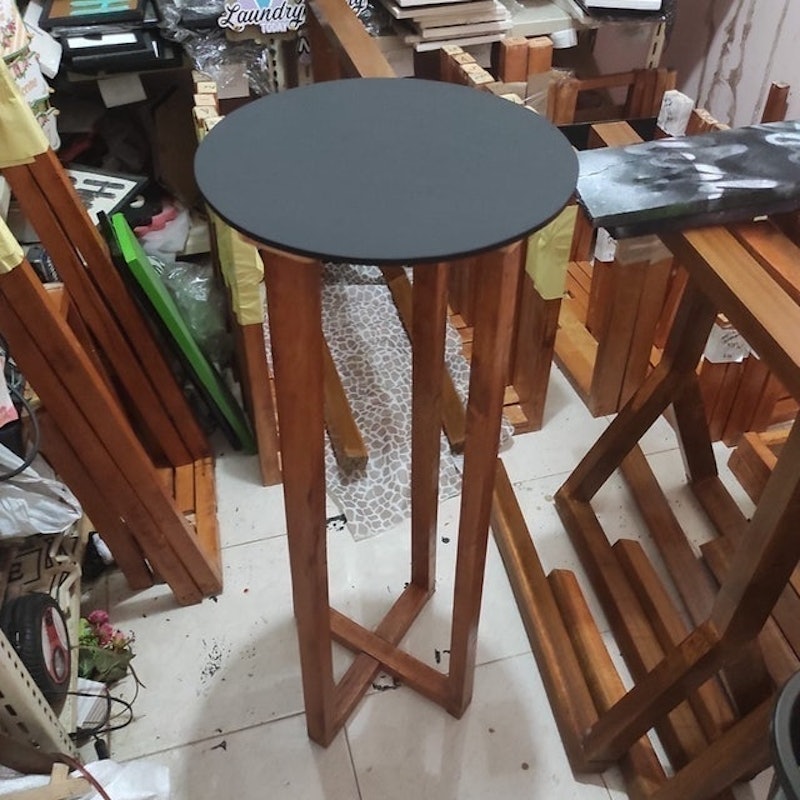 Meja Bar Minimalis Bulat Tinggi Scandinavian Japandi 3