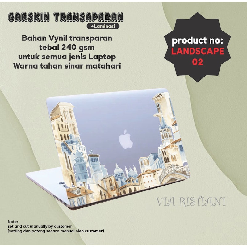 Garskin Laptop Sticker Anti Gores Transparant Travelling Landscape 3
