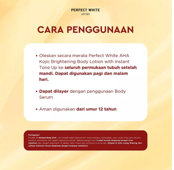 PERFECT WHITE AHA Kojic Brightening Body Lotion 5