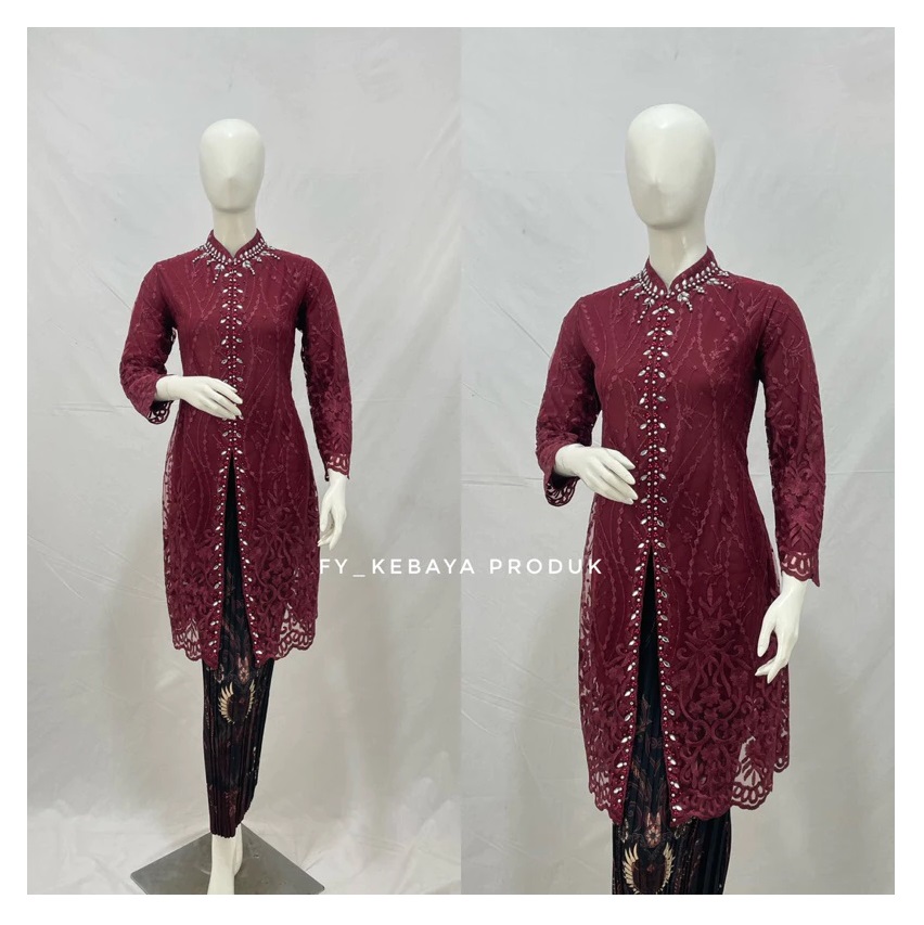  Kebaya Tunik Tille Kerah Sanghai Kombinasi Payet