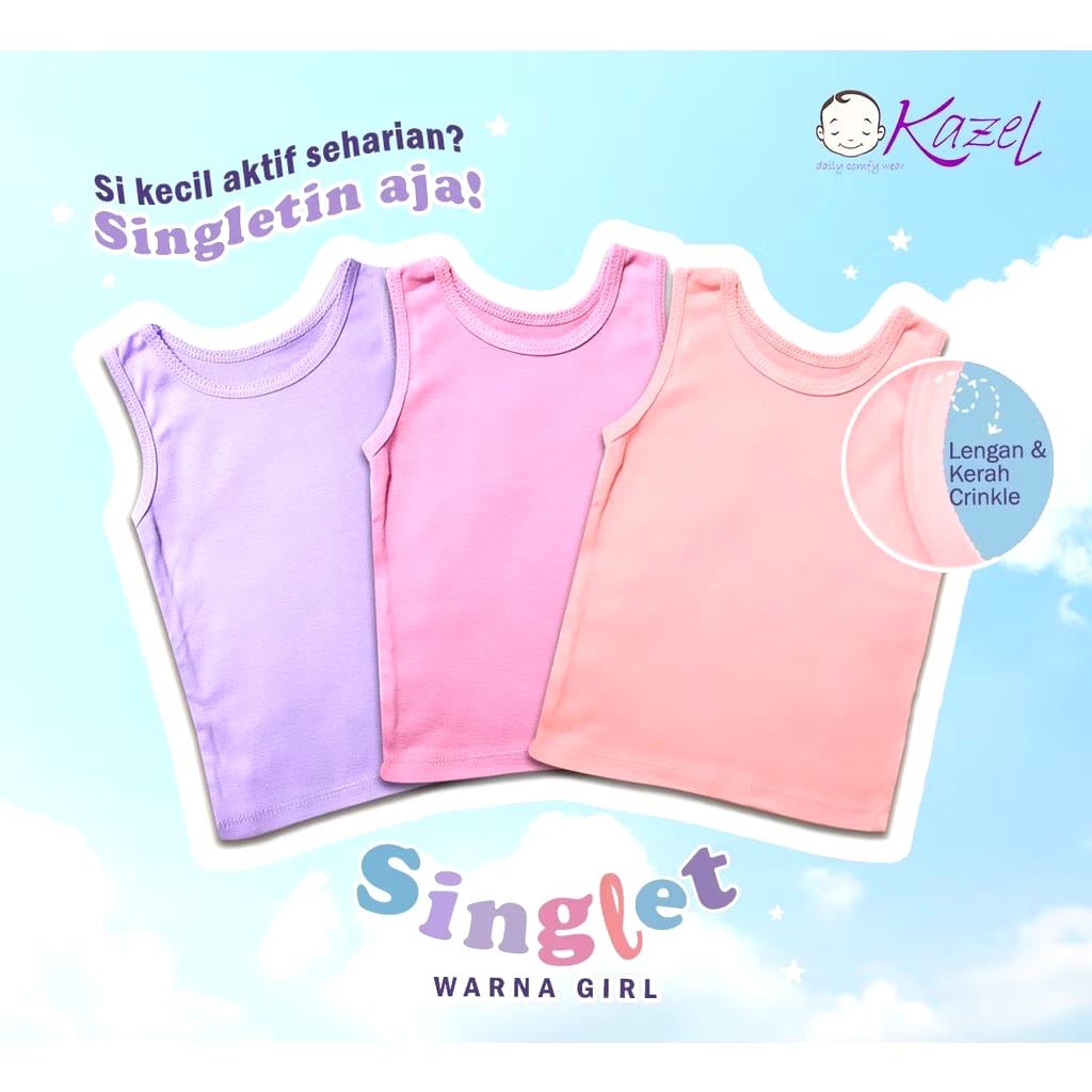  Kazel Babywear Singlet Polos Warna 
