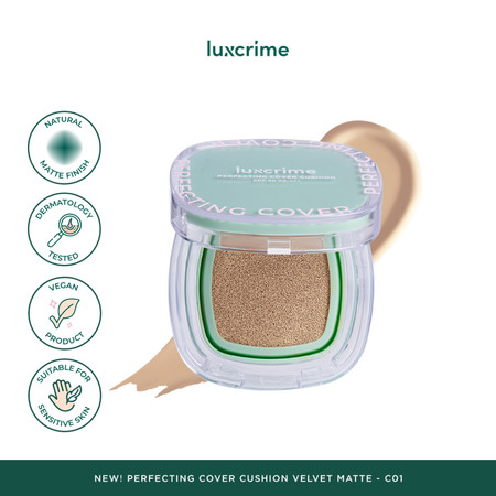 Luxury Cantika Indonesia Luxcrime Perfecting Cover Cushion Velvet Matte SPF 50 PA +++ C01