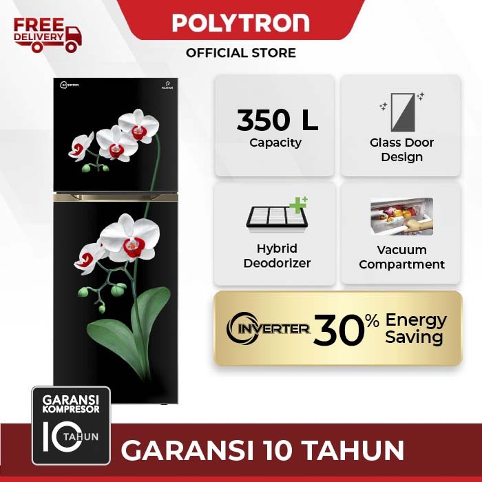 Hartono Istana Teknologi Polytron Kulkas 2 Pintu New Belleza Big Liter 350 Liters Inverter  PRM 495