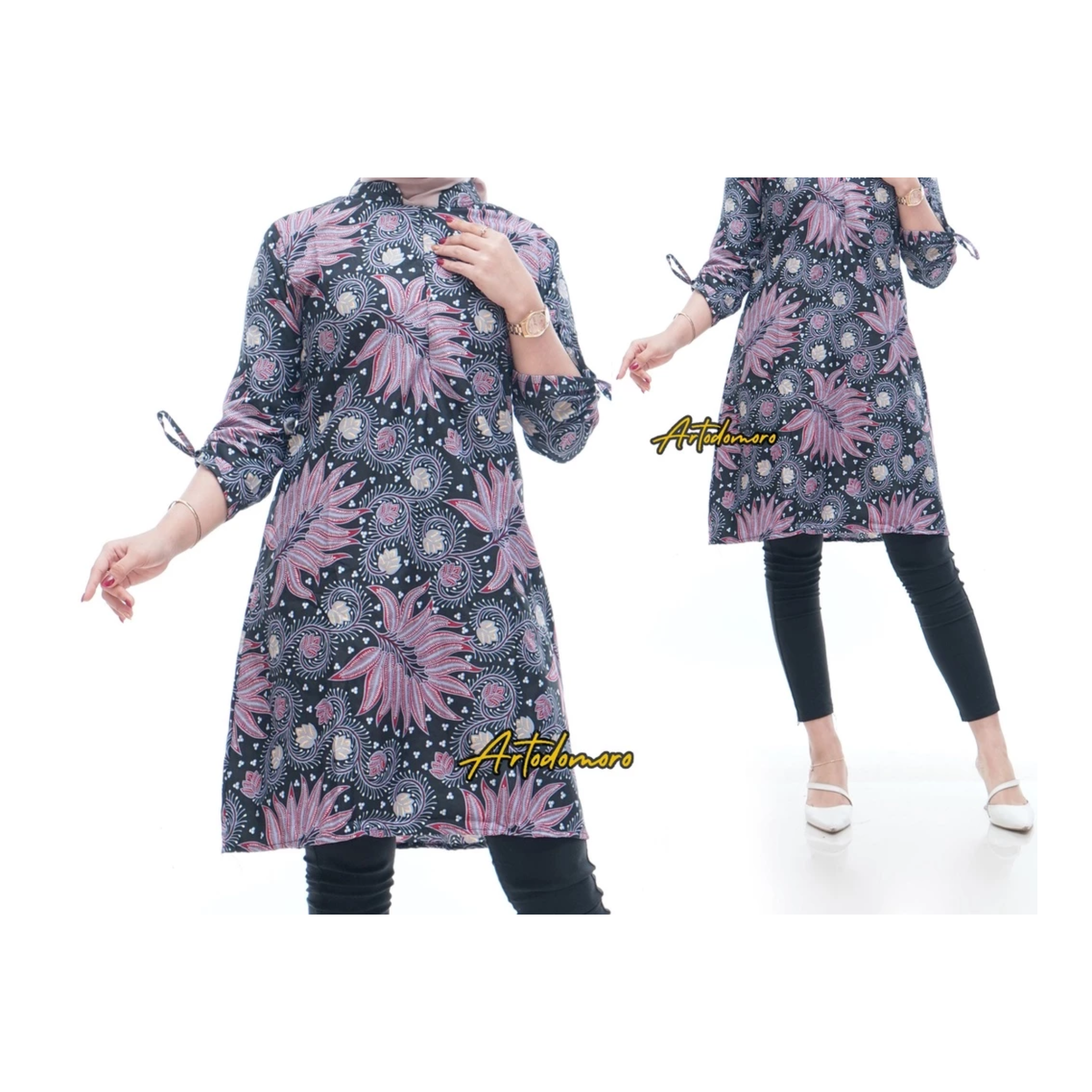  Artodomoro Tunik Batik Lengan Panjang Serut 