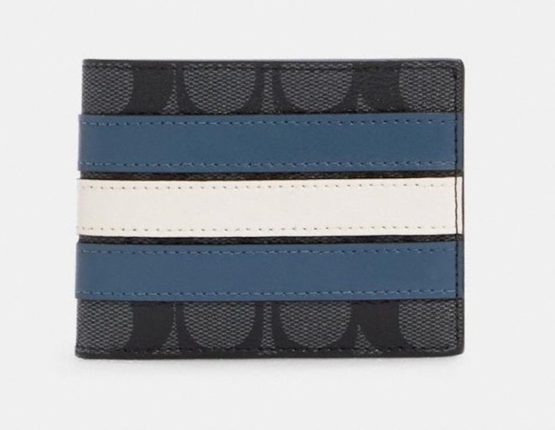 Slim Billfold Wallet In Signature Canvas With Varsity Stripe 1
