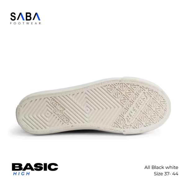 Saba Footwear SABA Basic High All Black White BS 01
