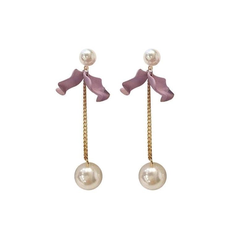 Anting Panjang Bunga Ungu 4
