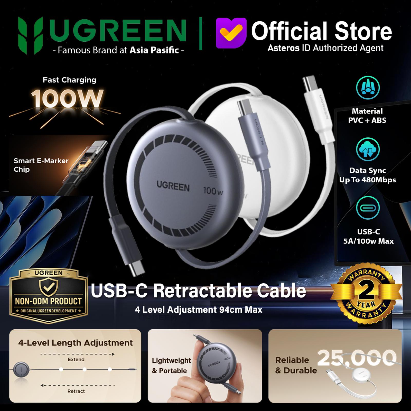 UGREEN USB-C to USB-C PD Fast Charging Retractable Cable