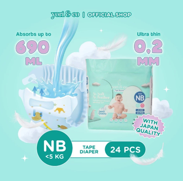 Yori Gemilang Indonesia Yori & Co Tape Diapers NB