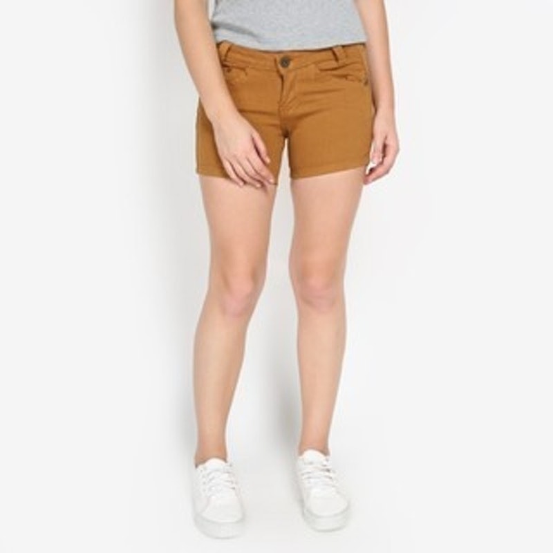 Basic Color Short Pants Denim Brown 1