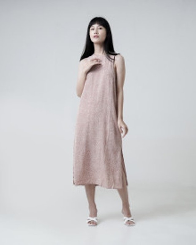 Thalia Printted Midi Slit Dress – Pink 1
