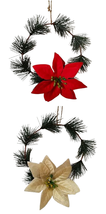 Christmas Flower Ponsentia Pine Garland Wreath