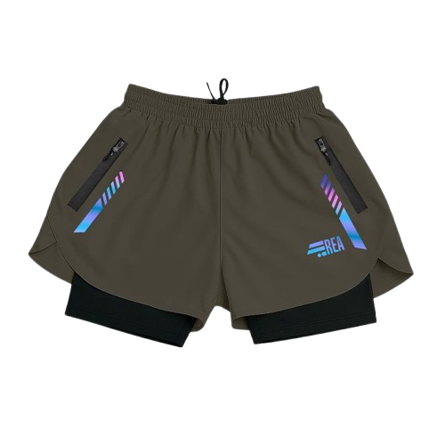 REA ACTIVEWEAR Running Short 2in1 Olive Edition
