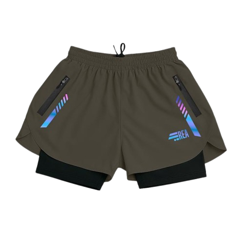 REA ACTIVEWEAR Running Short 2in1 Olive Edition 1