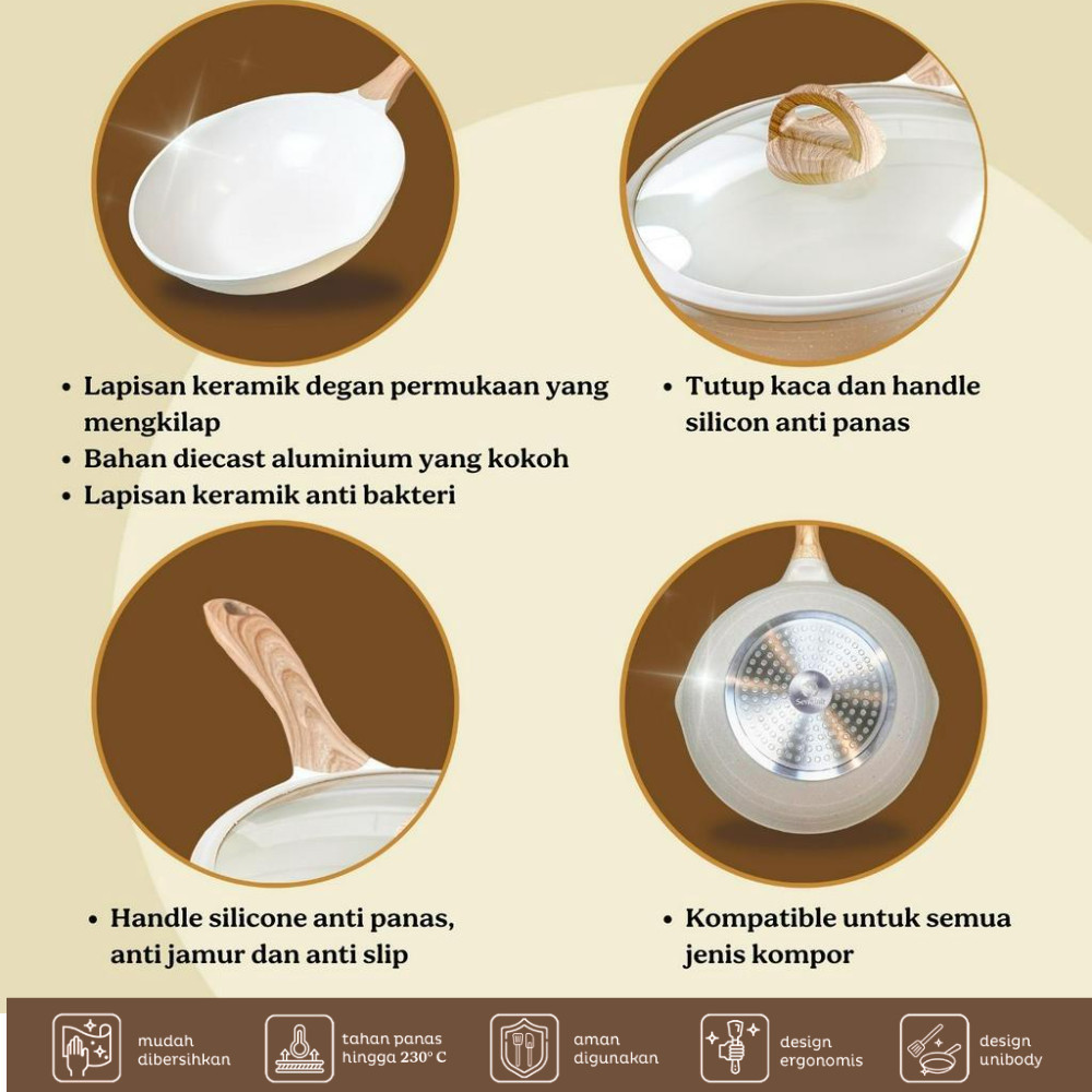 Senwell Senclair Eve Ceramic Wajan Anti Lengket WokPan 28 cm SCE-02