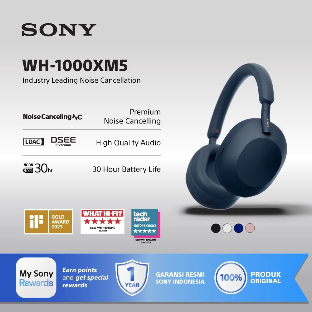 Sony Sony Headphone Noise Cancelling Nirkabel WH-1000XM5​