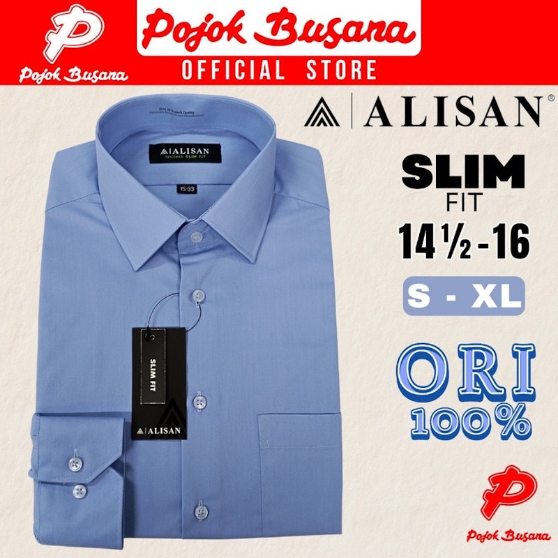 Alisan Kemeja Lengan Panjang Polos Slimfit 5