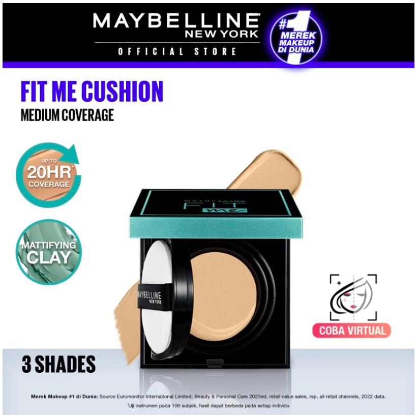Loreal Indonesia Maybelline New York  Fit Me Matte+Poreless Oil Control Cushion 120 Classic Ivory