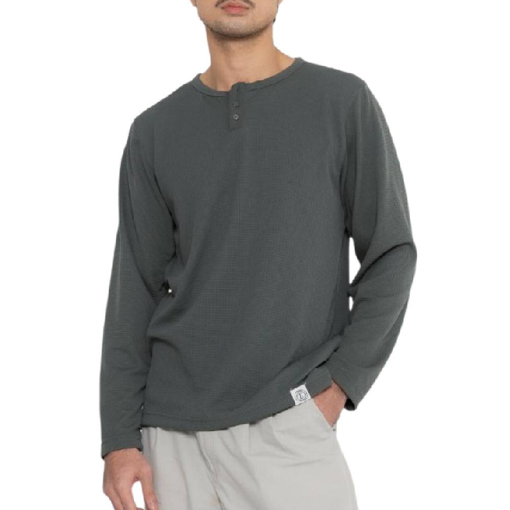 Erigo Long Sleeve Waffle Henley Manny Grey