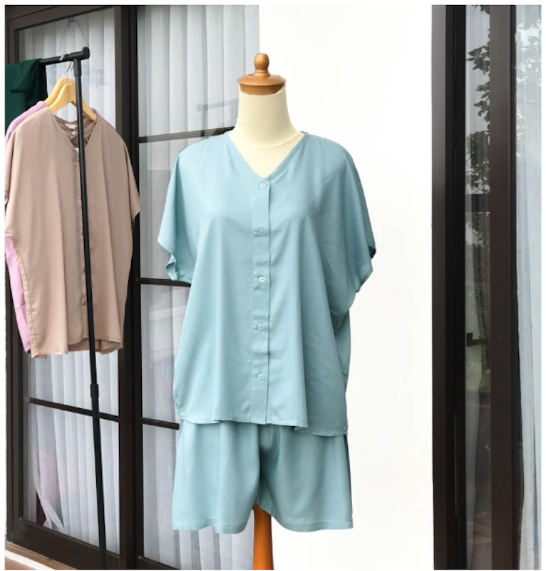 Lalucuku Setelan Baju Tidur Freila Pendek Polos 3