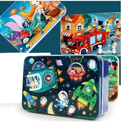 100 pcs Wooden Puzzle with Box