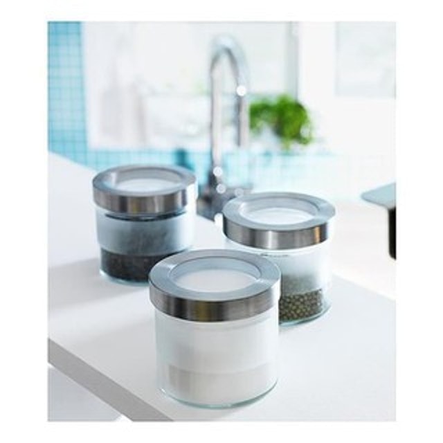 IKEA DROPPAR - Stoples dengan Penutup Kaca Frosted/Baja Tahan Karat