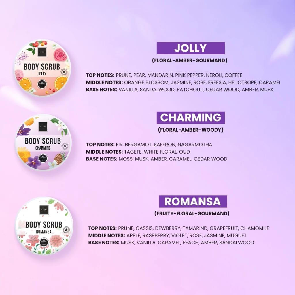 Opto Lingkar Sejahtera Scarlett Whitening Jolly Body Scrub Mood Booster