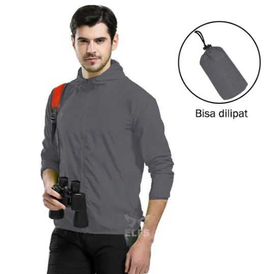 Jaket Pria Lipat Parasut Water Resistant Simple