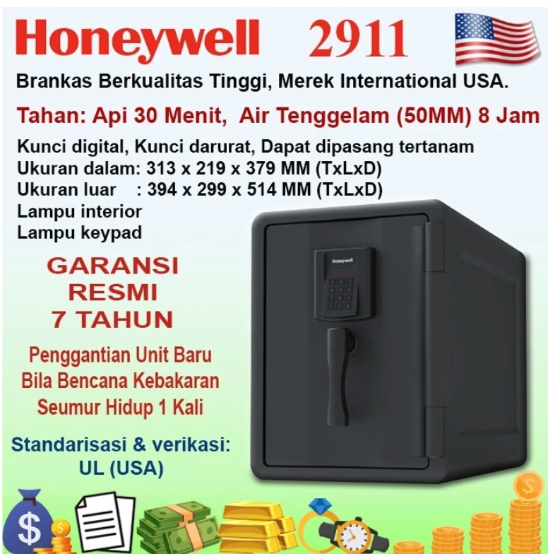 Honeywell International Honeywell Waterproof & Fire Security Digital Safe 2911