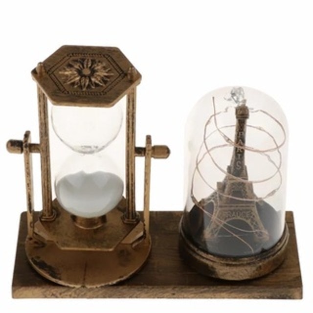 Pajangan Meja Jam Pasir Dekorasi Penghitung Waktu Kayu Frame - Menara Eiffel