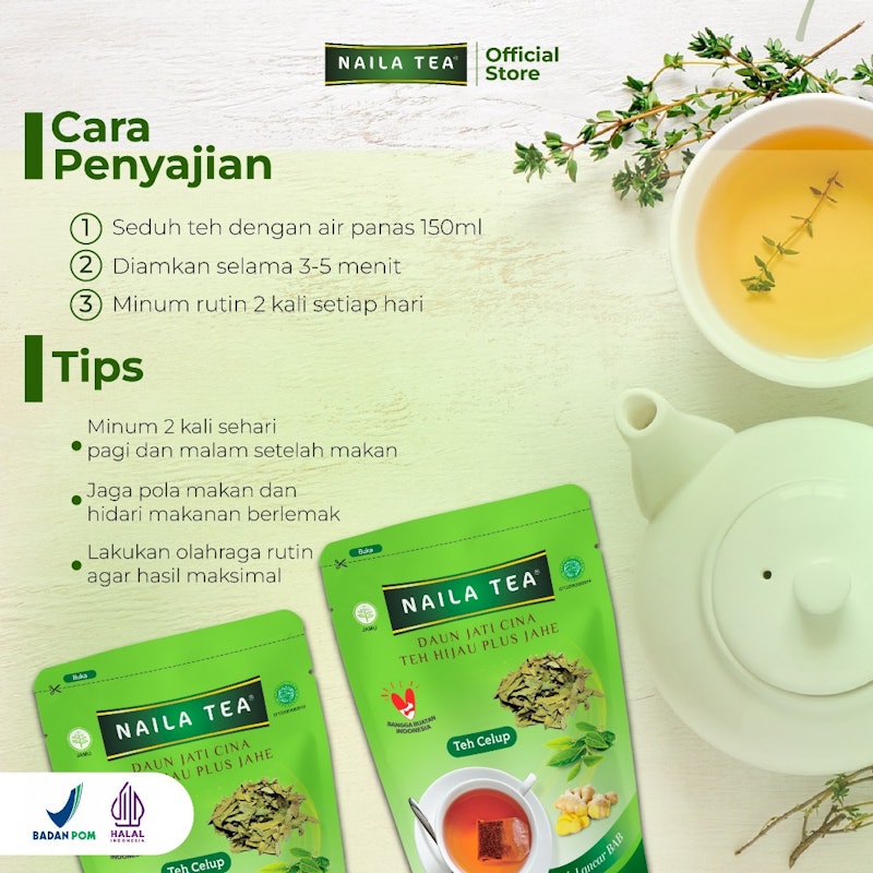 Naila Tea Daun Jati Cina Teh Hijau Plus Jahe 5