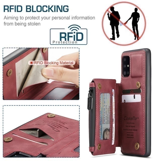 CaseMe Zipper Leather Wallet Case with RFID Blocking  Samsung Galaxy A52 5G 