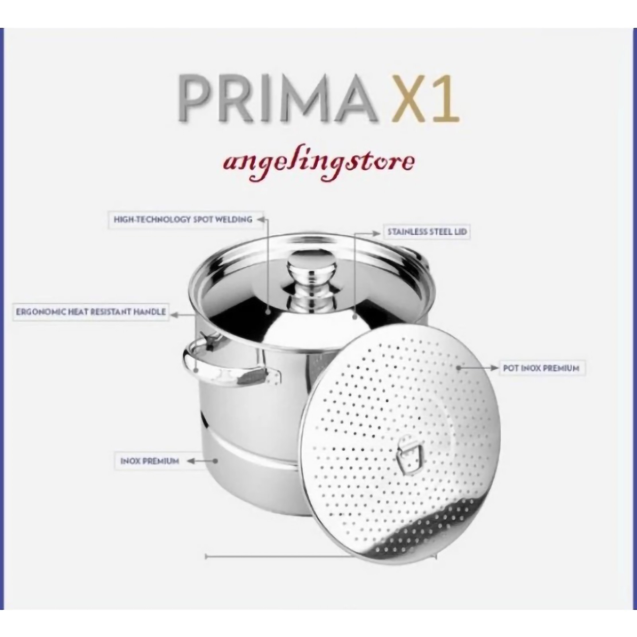 Perusahaan Logam Bima Bima™ Prima X1 Stockpot with Steamer Plate 30cm  BP2007330ST