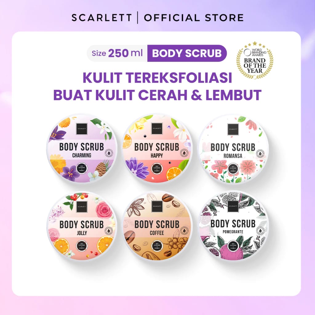 Opto Lingkar Sejahtera Scarlett Whitening Jolly Body Scrub Mood Booster