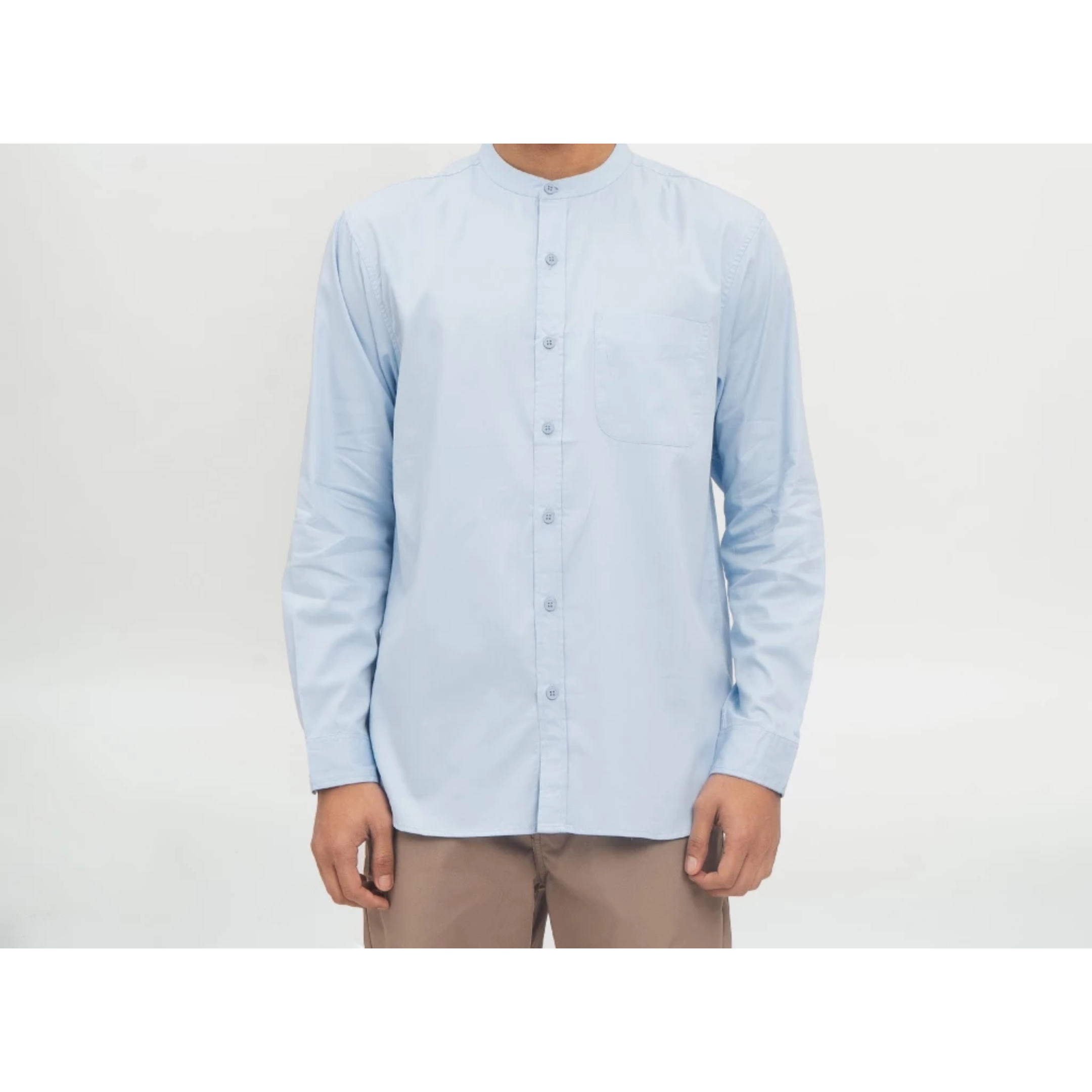 Multi Karya Garmentexindo M231 Kemeja Pria Koko Shanghai Polos Panjang Biru Muda  0915G