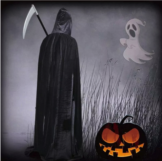  Set Kostum Jubah Berkerudung Panjang dengan Topeng Tengkorak