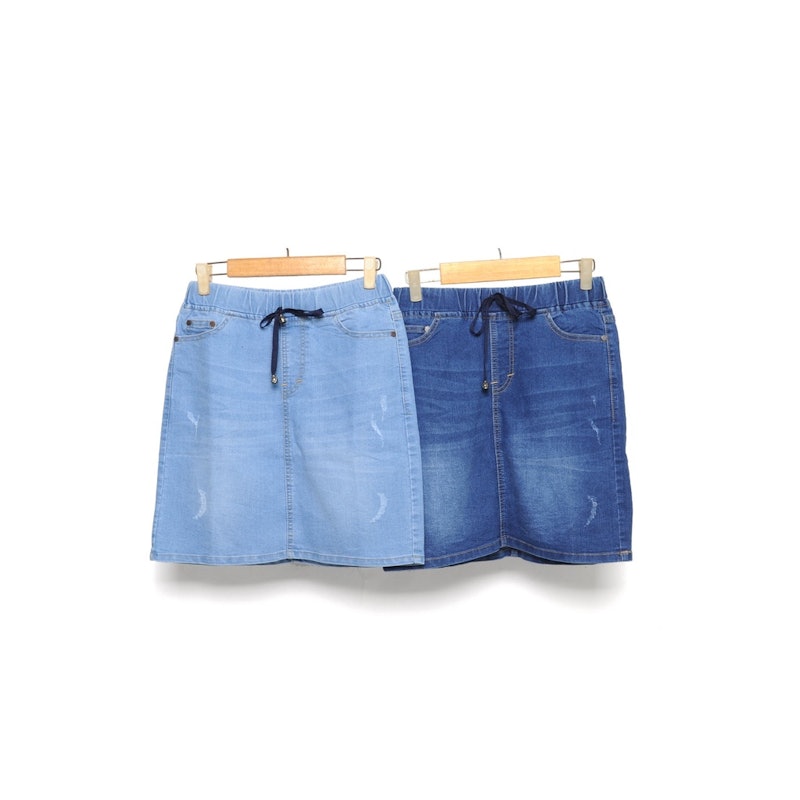 Rok Pendek Jeans Jumbo Wanita Pinggang Karet 4