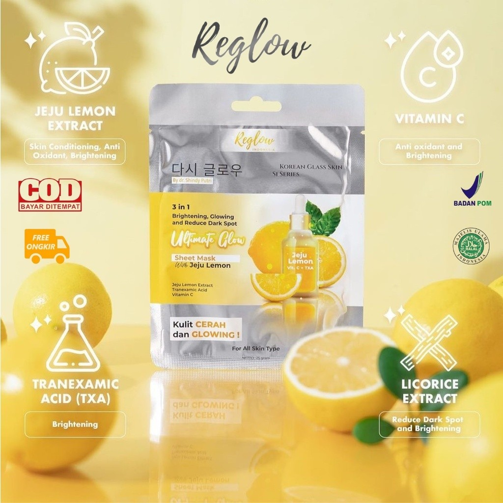 Reglow Indonesia Reglow 3 In 1 Ultimate Glow Sheet Mask with Jeju Lemon