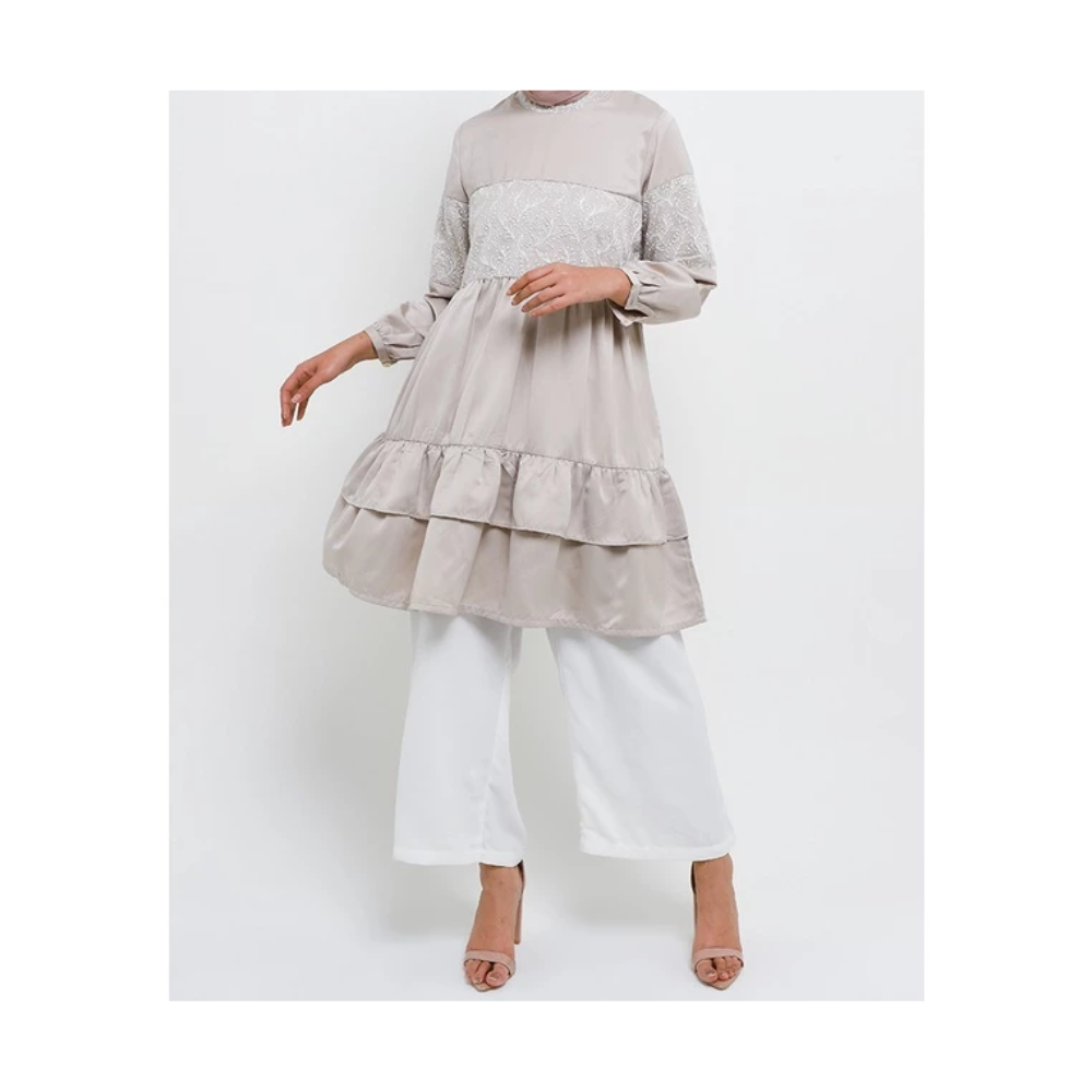 Made For Modest Women MFMW Zannah Tunik Brukat Beige