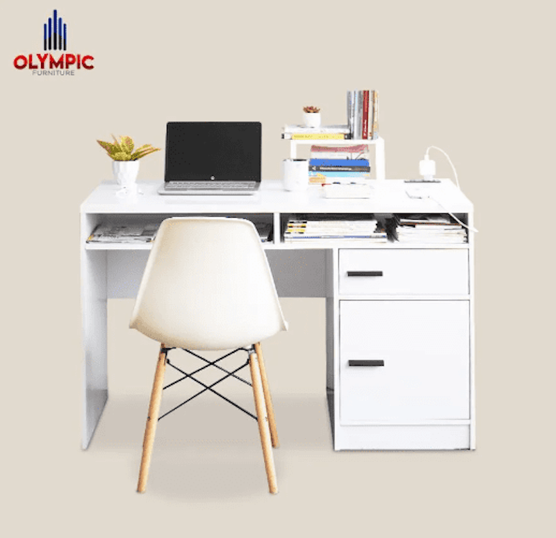 Olympic - Meja Tulis - Meja Kerja - Meja Belajar Modern Minimalis - Smart Table USB 5