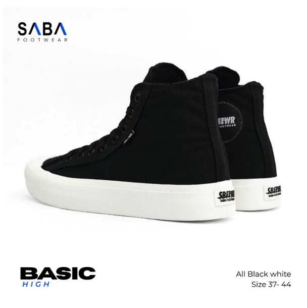 Saba Footwear SABA Basic High All Black White BS 01